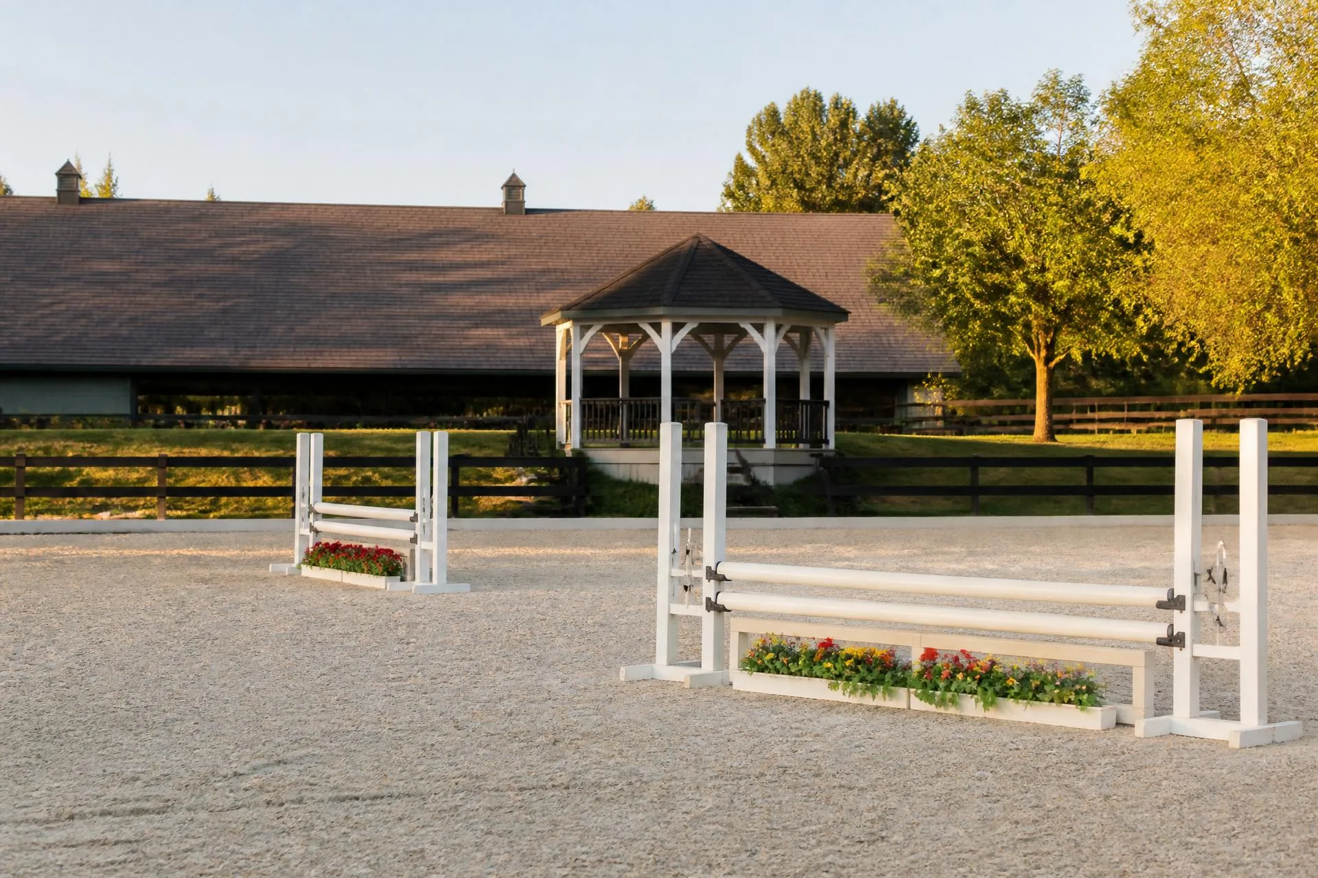 White fenced country lane in equestrian Union County